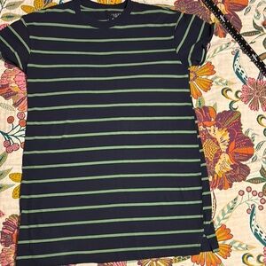 Stylish Navy Tshirt dress with Green Stripes